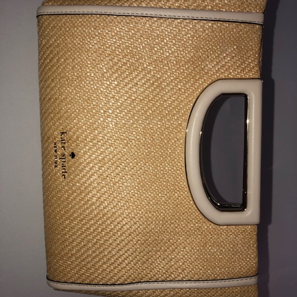 ♠️Kate Spade Alexia Straw Crossbody Clutch Bag, Parchment / Natural - Picture 6 of 7